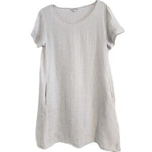 JAMES PERSE White Gray Brown Striped 100% Linen Dress Womens Size 1 (Small)